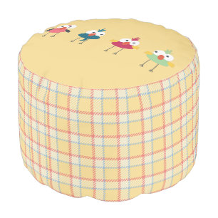 Little Birdies Sturdy Spun Polyester Round Pouf