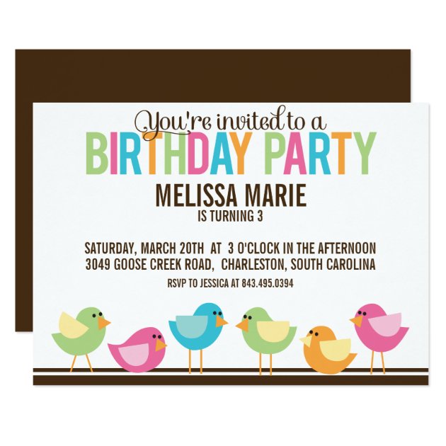 Little Birds Birthday Party Invitation