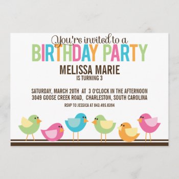 Little Birds Birthday Party Invitation by cranberrydesign at Zazzle
