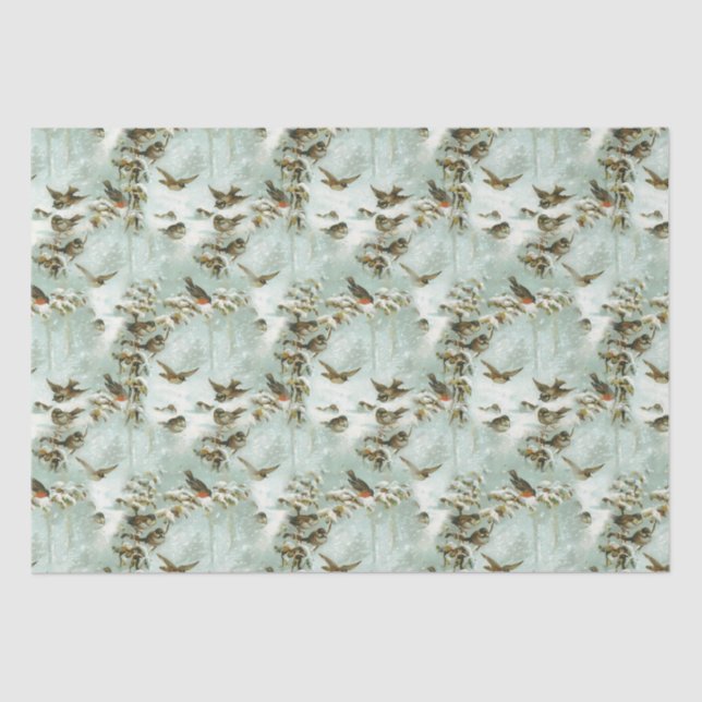 Little Birds in the Snow Tissue Paper (Front)