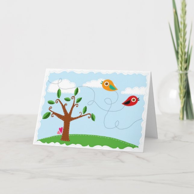Little Birds Letterpress Thank You Card (Front)