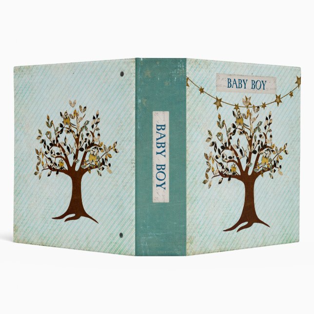 Little Birds Tree Baby Boy Book Binder (Background)