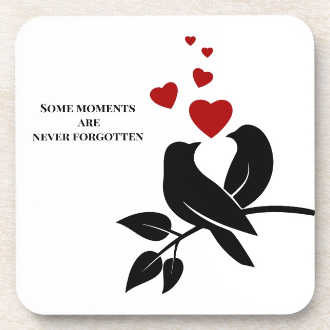 little birds with hearts beverage coaster (Front)