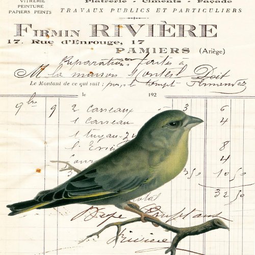 Little Birdy vintage paper bill tab