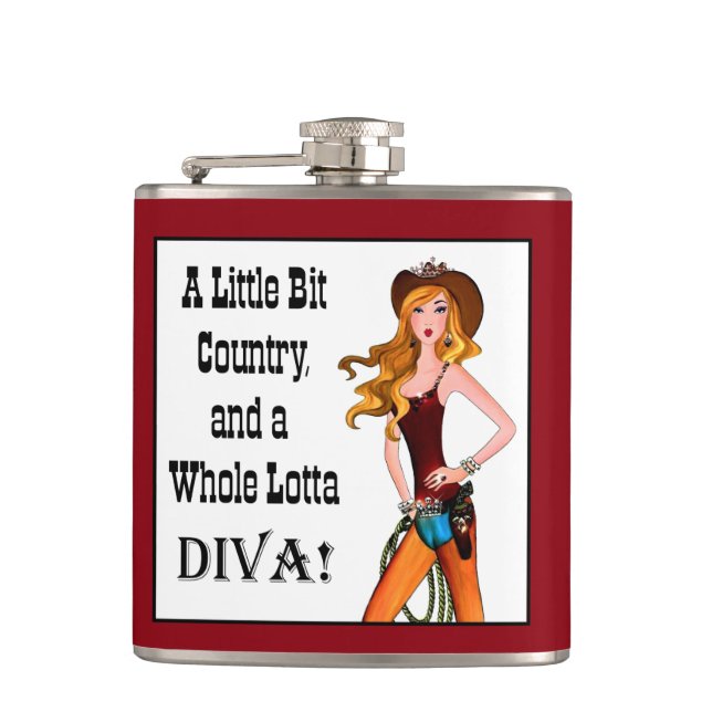Little Bit Country and a Whole Lotta DIVA! Flask (Front)