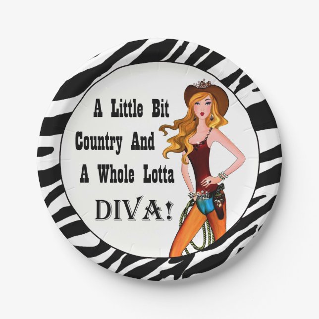 Little Bit Country and a Whole Lotta DIVA! Paper Plates (Front)