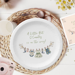 Little Bit Of Country Clothesline Baby Shower Paper Plates