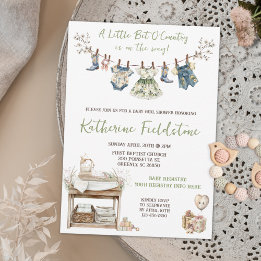 Little Bit Of Country Wildflowers Clothesline Baby Invitation
