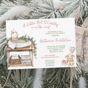 Little Bit Of Country Winter Boho Baby Girl Shower Invitation