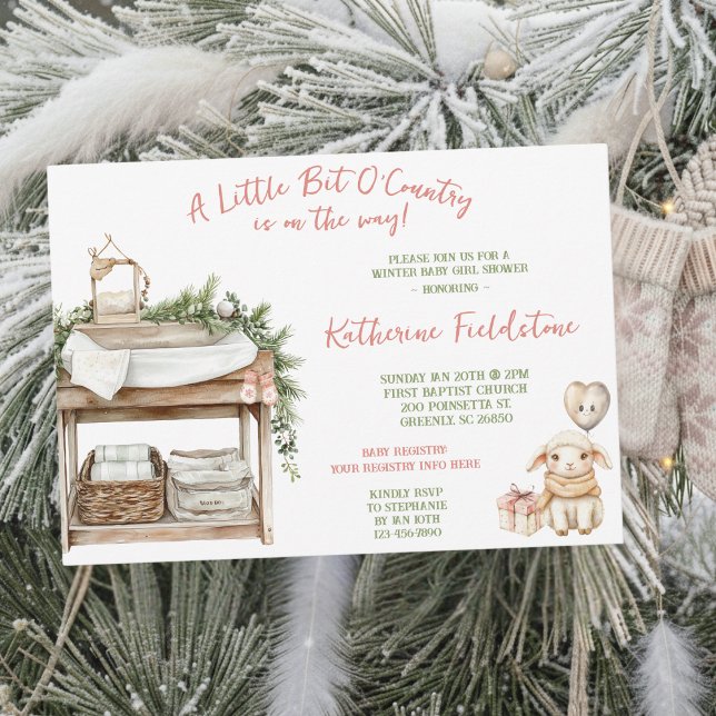 Little Bit Of Country Winter Boho Baby Girl Shower Invitation (Creator Uploaded)