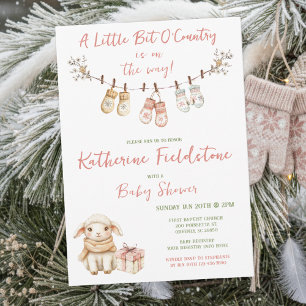 Little Bit Of Country Winter Boho Baby Girl Shower Invitation