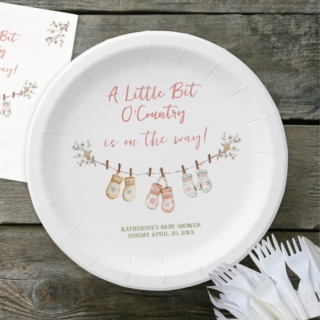 Little Bit Of Country Winter Boho Baby Girl Shower Paper Plates (Creator Uploaded)