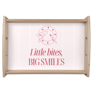 Little Bites, Big Smiles Pink And White Striped Serving Tray