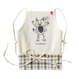 Little Black And White Monster Illustration Zazzle HEART Apron