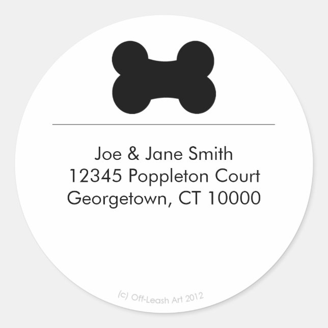 Little Black Bone Round Address Label (Front)