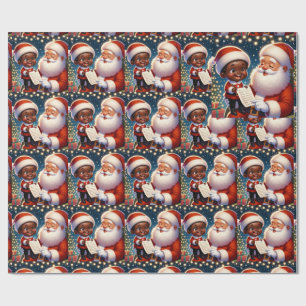 Little Black Boy on Santa’s lap Wrapping Paper