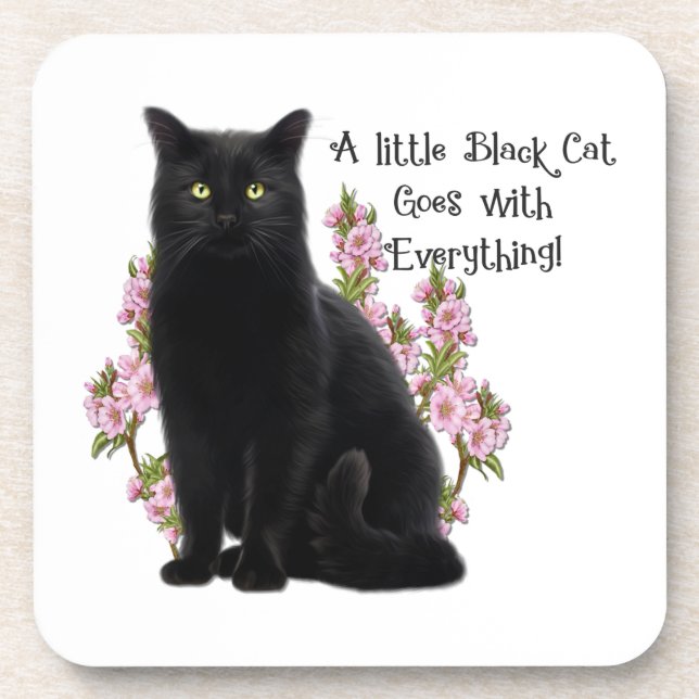 LITTLE BLACK CAT BEVERAGE COASTER (Front)