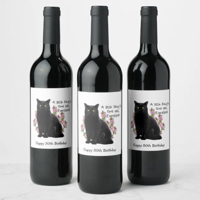 LITTLE BLACK CAT WINE LABEL Zazzle