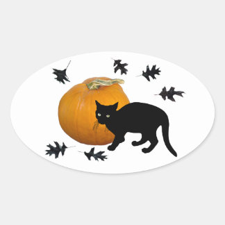 Little Black Cat with Pumpkin Sticker