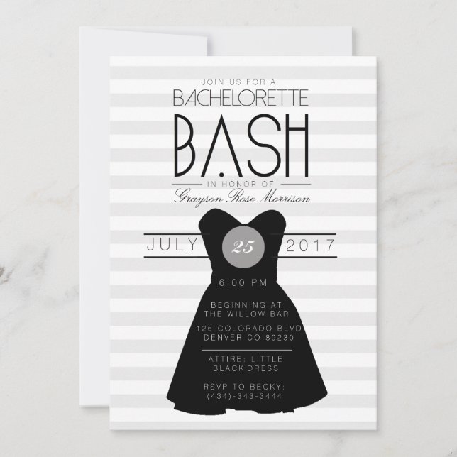 Little Black Dress Bachelorette Bash | Party Invitation (Front)