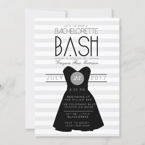 Little Black Dress Bachelorette Bash  Party Invitation