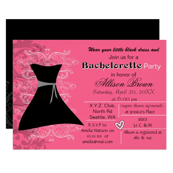 Little Black Dress Bachelorette Party Invite Zazzle Little Black Dress Bachelorette Party