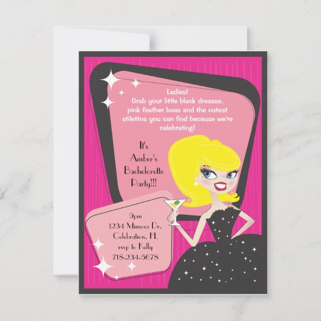 Little Black Dress_Blonde Bombshell Invitation (Front)