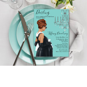 Little Black Dress Blue Glam Baby Shower Invitation