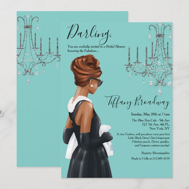 Little Black Dress Blue Glam Bridal Shower Invitation | Zazzle Little Black Dress Blue Glam Bridal Shower Invitation | Zazzle