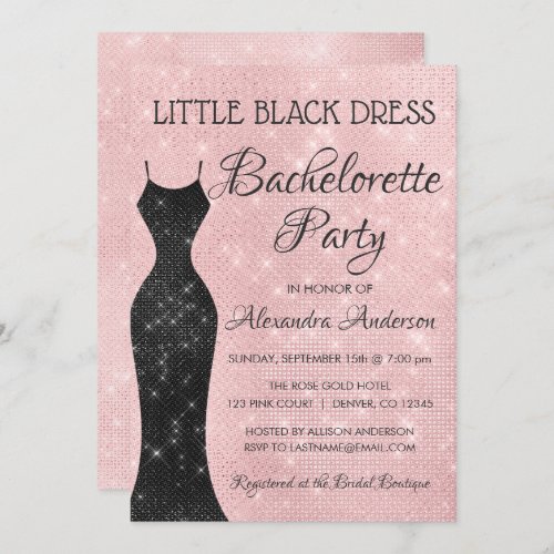 Little Black Dress Blush Pink Bachelorette Party Invitation
