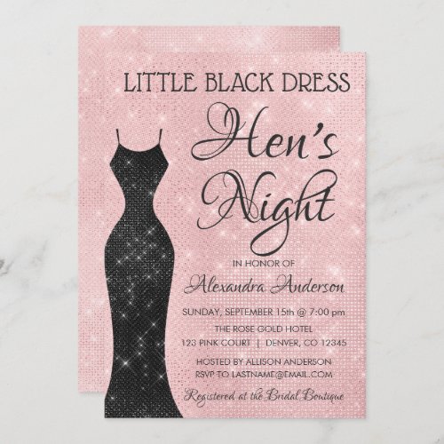 Little Black Dress Blush Pink Hens Night Invitation