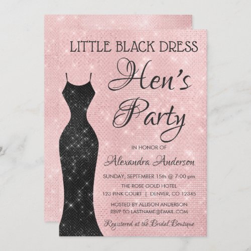 Little Black Dress Blush Pink Hens Party Invitation
