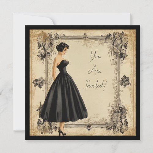 Little Black Dress Card Understated Elegance Invitation