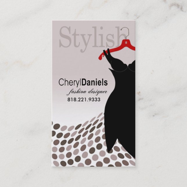 "Little Black Dress" Fashion Designer, Stylist Business Card (Front)