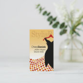 "Little Black Dress" Fashion Designer, Stylist Business Card (Standing Front)