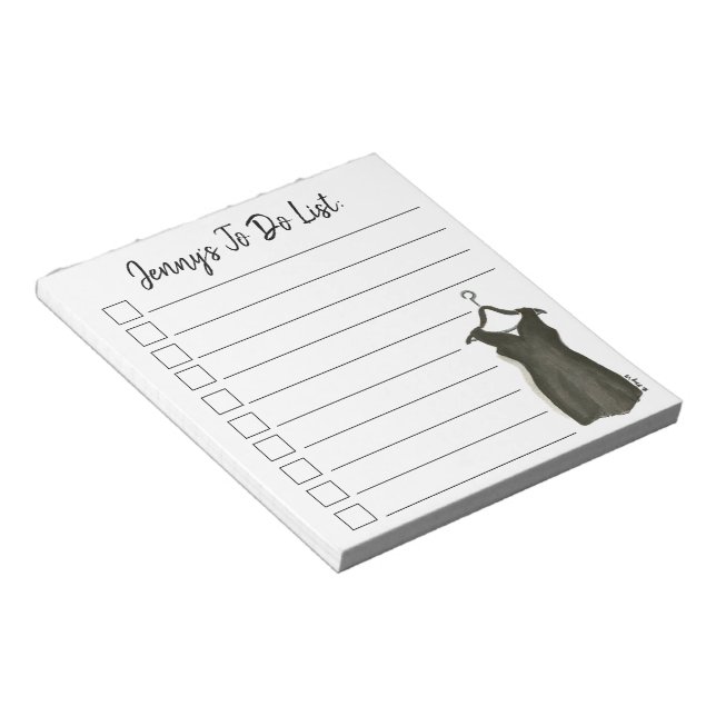 Little Black Dress Fashion Personalized To Do List Notepad (Angled)