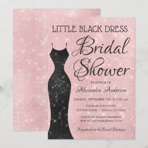 Little Black Dress Pink Sparkle Bridal Shower Invitation