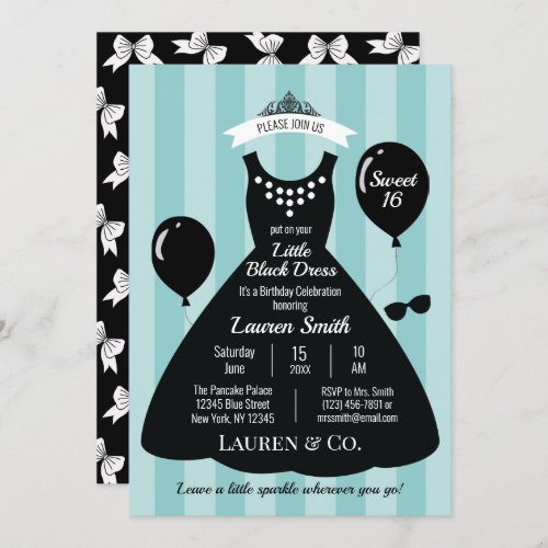 Little Black Dress Sweet 16 Birthday Invitation