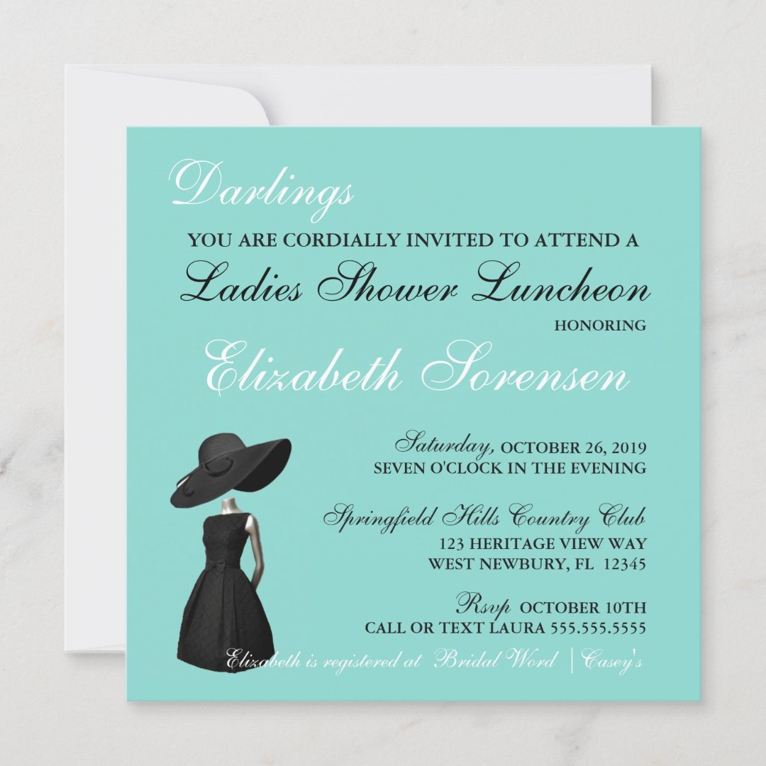 Little Black Dress Theme Shower Teal Blue Party Zazzle
