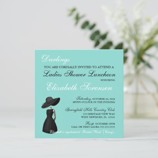 Little Black Dress Theme Shower Teal Blue Party Zazzle