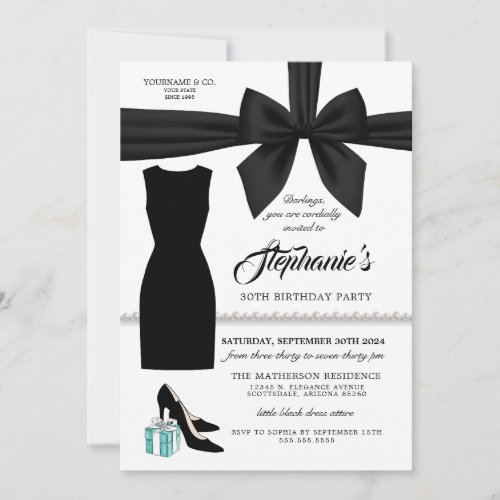 Little Black Dress Tiffany Birthday Invitation