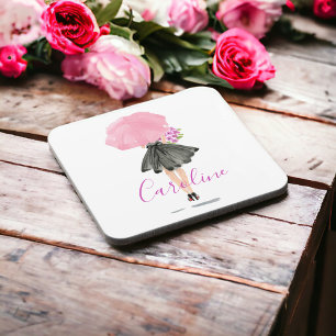 Little Black Dress Woman Stylish Fashion Beverage Coaster