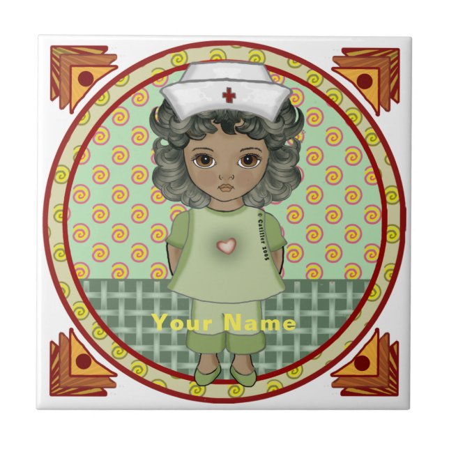 Little black girl nurse  ceramic tile (Front)