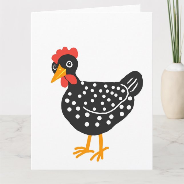 Little black hen letterpress thank you card (Front)