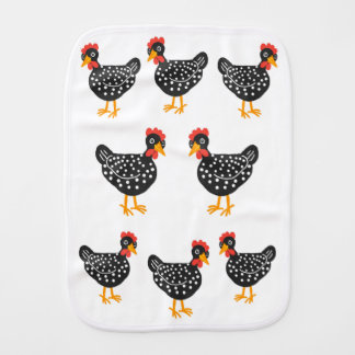 Little black hens baby burp cloth