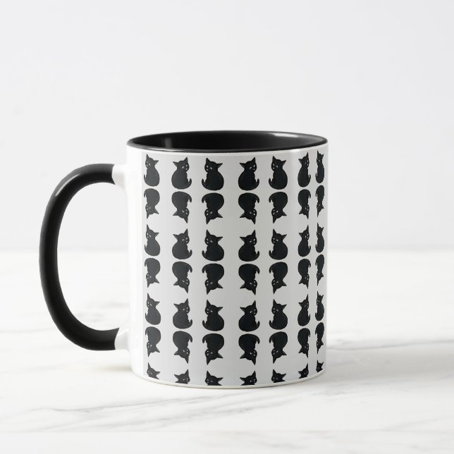 Little Black kitten pattern Mug (Left)