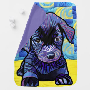 Little Black Lab Puppy Quilt Like Design Baby Blanket