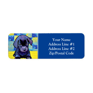 Little Black Lab Puppy Quilt Like Design Label