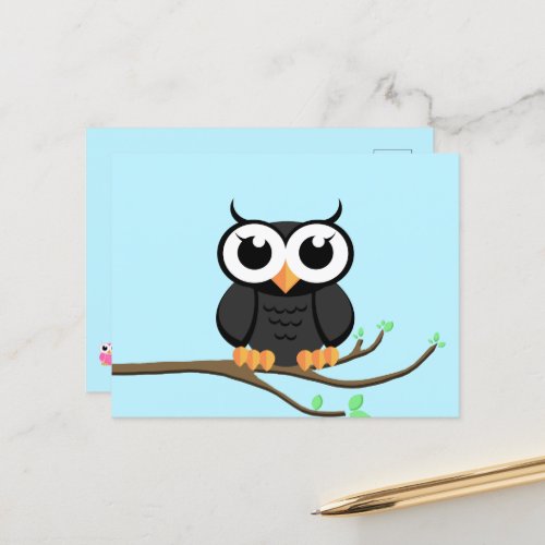 Little Black Owl _ Blank Postcard