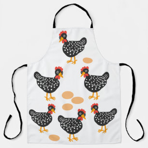 Little black speckled hens and eggs apron